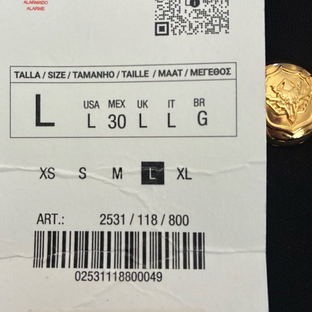 NWT. Zara ZW Collection Black Cropped Jacket. Size L. - Picture 6 of 9